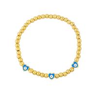 Evil Eye Jewelry Bracelet, Brass, Heart, gold color plated, fashion jewelry & enamel, golden .69 Inch 