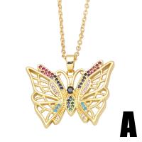 Cubic Zircon Micro Pave Brass Necklace, with 1.97 extender chain, Butterfly, gold color plated & micro pave cubic zirconia, golden .72 Inch 