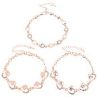 Zinc Alloy Rhinestone Bracelets, with 1.96 inch extender chain, rose gold color plated & for woman & with rhinestone Approx 5.9 Inch 