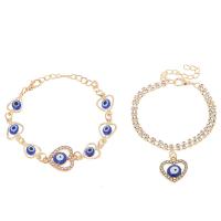 Evil Eye Jewelry Bracelet, Zinc Alloy, with Plastic, with 1.96 inch extender chain, gold color plated & for woman & with rhinestone Approx 5.9 Inch 