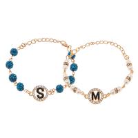 Zinc Alloy Rhinestone Bracelets, with Plastic, with 1.96 inch extender chain, gold color plated & for woman & enamel & with rhinestone Approx 5.9 Inch 