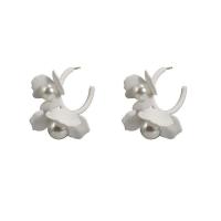 Kunststoff Perle Zink Legierung Ohrring, Zinklegierung, mit Kunststoff Perlen, für Frau, weiß, 35x24mm, verkauft von Paar