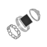 Titanium Steel Ring Set, plated, three pieces & for woman 