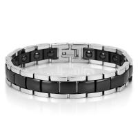 Titanium Steel Healing Bracelet, 316 Stainless Steel, with Black Ochre & Titanium Steel & Porcelain, polished, with magnetic & for man 12mm Approx 8.46 Inch 