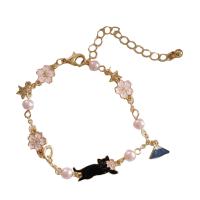 Enamel Zinc Alloy Bracelets, Cat, plated, for woman .3 cm 