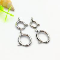 Stainless Steel Spring Ring Clasp, polished, silver color 