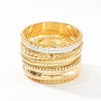 Rhinestone Zinc Alloy Bangle, plated, 9 pieces & fashion jewelry & for woman & with rhinestone, golden 