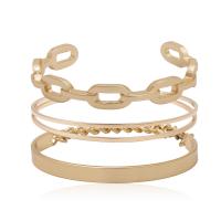 Zinc Alloy Cuff Bangle, plated, 3 pieces & fashion jewelry & for woman, golden 