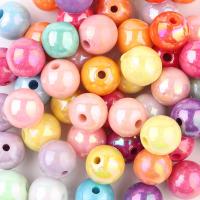 Pearlized Acrylic Beads, Round, AB color plated mixed colors 