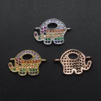 Cubic Zirconia Micro Pave Brass Connector, Elephant, plated, DIY 