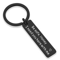 Stainless Steel Key Clasp & with letter pattern, black 