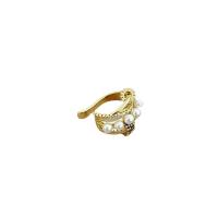 Earring Cuff and Wraps, Brass, with Plastic Pearl, micro pave cubic zirconia & for woman, golden, 10-30mm 