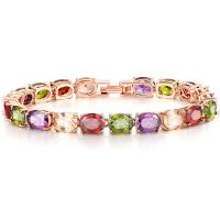 Cubic Zirconia Brass Bracelets, with Cubic Zirconia, plated, for woman, mixed colors cm 