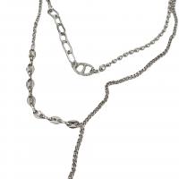 Collar de la joyería de titanio, Partículas de acero, para mujer, plateado, longitud:46 cm, Vendido por UD