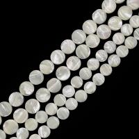Weiße Lippenschale Perlen, rund, DIY & verschiedene Größen vorhanden, weiß, Länge:ca. 15 ZollInch, verkauft von Strang