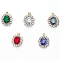 Cubic Zirconia (CZ) Zinc Alloy Pendants, with Cubic Zirconia, Oval, gold color plated, Unisex & faceted 
