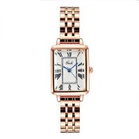 Women Wrist Watch, Zinc Alloy, with Glass & Stainless Steel, Japanese movement, Rectangle, rose gold color plated, for woman & waterproof 