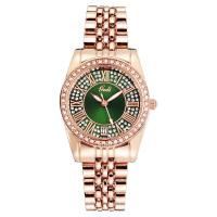 Women Wrist Watch, Zinc Alloy, with Glass & Stainless Steel, Japanese movement, Round, rose gold color plated, for woman & waterproof & with rhinestone 