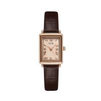 Women Wrist Watch, Synthetic Leather, with Glass & Stainless Steel & Zinc Alloy, Japanese movement, Rectangle, rose gold color plated, for woman & waterproof 