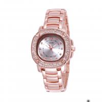 Women Wrist Watch, Zinc Alloy, with Glass & Stainless Steel, Japanese movement, Round, plated, for woman & waterproof & with rhinestone 