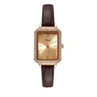 Women Wrist Watch, Synthetic Leather, with Glass & Stainless Steel & Zinc Alloy, Japanese movement, Rectangle, plated, for woman & waterproof & with rhinestone 