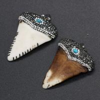 Acrylic Jewelry Pendant, with Synthetic Blue Turquoise & Rhinestone Clay Pave, Triangle, imitation ox bone & Unisex 