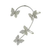 Earring Cuff and Wraps, Brass, Butterfly, plated & micro pave cubic zirconia 