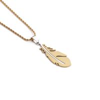 Stainless Steel Jewelry Necklace, Maple Leaf, plated, fashion jewelry, golden .62 Inch 