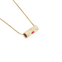 Cubic Zircon Micro Pave Brass Necklace, gold color plated & micro pave cubic zirconia & enamel, golden .75 Inch 