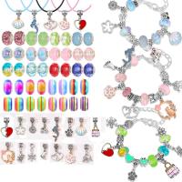 Kinder-DIY Saiten-Perlen-Set, Zinklegierung, plattiert, für Kinder & verschiedene Stile für Wahl, Länge:ca. 6.3 ZollInch, ca.  17.7 ZollInch, verkauft von setzen