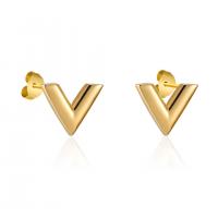 Titanium Steel Earrings, Letter V, plated, fashion jewelry & for woman 