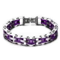 Stainless Steel Bracelet, with Silicone, polished, for man 10mm Approx 8.5 Inch 