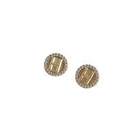 Cubic Zirconia Micro Pave Brass Earring, micro pave cubic zirconia & for woman, golden, 16mm 