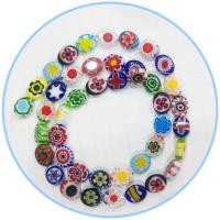 Millefiori Scheibe Lampwork Perlen, Millefiori Lampwork, flachoval, poliert, DIY, gemischte Farben, Länge:38 cm, verkauft von Strang