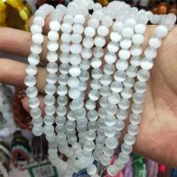 Katzenauge Perlen, rund, poliert, verschiedene Größen vorhanden, weiß, Länge:ca. 15 ZollInch, verkauft von Strang