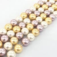 Muschelkern Perle, rund, poliert, DIY & verschiedene Größen vorhanden, gemischte Farben, verkauft von Strang
