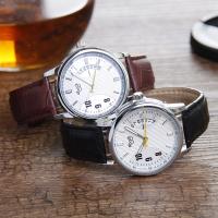 Men Wrist Watch, Synthetic Leather, with Glass & Zinc Alloy, Chinese movement, Round, silver color plated, for man 