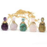 Natural Stone Perfume Bottle Necklace, with Iron, with 1.97Inch extender chain, gold color plated & Unisex Approx 23.62 Inch 
