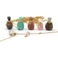 Natural Stone Perfume Bottle Necklace, with Iron, with 1.97Inch extender chain, gold color plated & Unisex Approx 23.62 Inch 