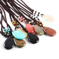 Gemstone Necklaces, Natural Stone, Teardrop & Unisex Approx 27.56 Inch 