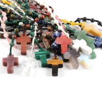 Gemstone Necklaces, Natural Stone, Cross & Unisex 6mm Approx 27.56 Inch 