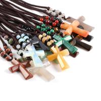 Gemstone Necklaces, Natural Stone, Cross, Double Layer & Unisex Approx 25.98 Inch 