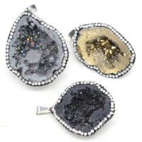 Gemstone Jewelry Pendant, with Rhinestone Clay Pave, irregular, druzy style & Unisex 30x40- 