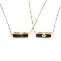 Ожерелье ручной латунные, Латунь, плакирован золотом, разные стили для выбора & эмаль, Золотой, длина:15.75 дюймовый, продается PC