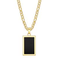 Stainless Steel Jewelry Necklace, Rectangle, gold color plated, twist oval chain & for woman Approx 17.7 Inch 
