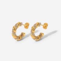 Stainless Steel Rhinestone Stud Earring, 18K gold plated, for woman & with rhinestone, 18.8mm, 4.08mm 