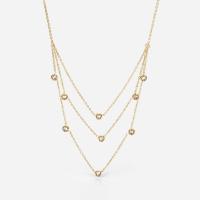 Fashion Multi Layer Necklace, Stainless Steel, with 1.96inch extender chain, 14K gold plated, multilayer & oval chain & micro pave cubic zirconia & for woman Approx 14.5 Inch 