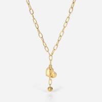 Stainless Steel Jewelry Necklace, with 1.96inch extender chain, Heart, 14K gold plated, fashion jewelry & for woman, 15.73mm Approx 16.1 Inch 
