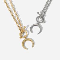 Stainless Steel Jewelry Necklace, Moon, plated, oval chain & for woman 20.55mm Approx 17.3 Inch 