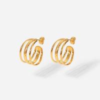 Stainless Steel Stud Earring, Letter C, 18K gold plated, for woman & hollow 